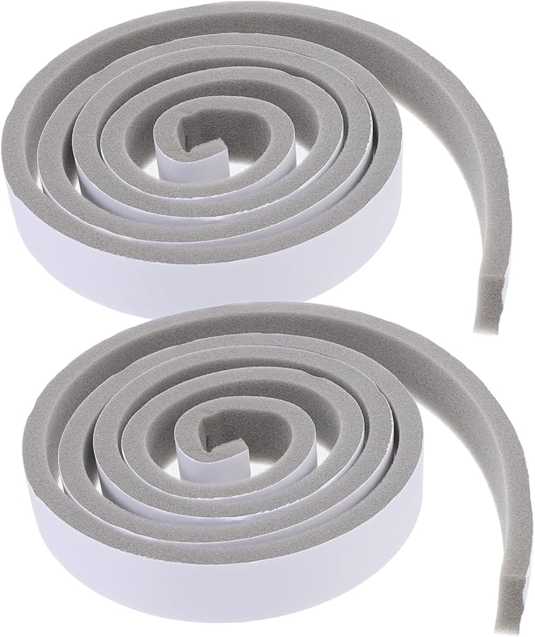 2 Rolls Gray Foam Weather Stripping Soundproof Seal Tape for Doors Easy Install Windproof Draft Stopper - Image 1